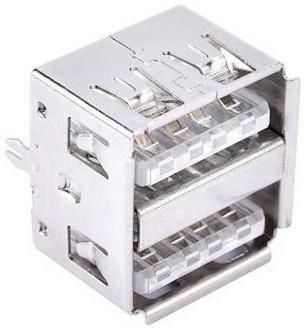 USB ｜ Connector  短體10mm雙口USB母座,超短10mm雙孔USB插座   USB-TD-10